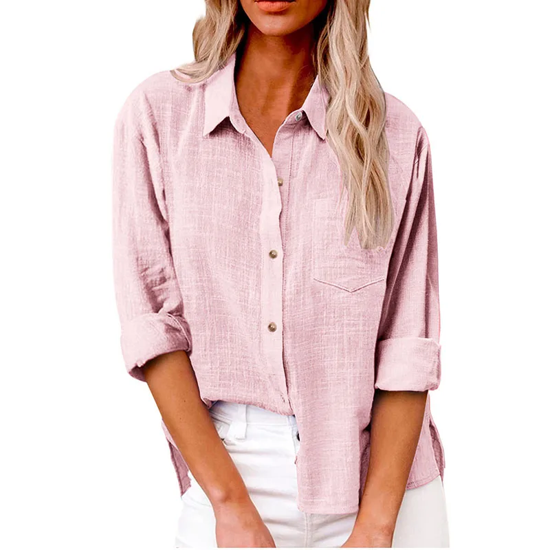 Sa45b5812050e45a6b23241fbd60a8477M Solid Casual Loose Shirts For Women Summer Vintage Women's Oversized Shirts And Blouses Fashion Elegant Youth Female Tops Mallzona
