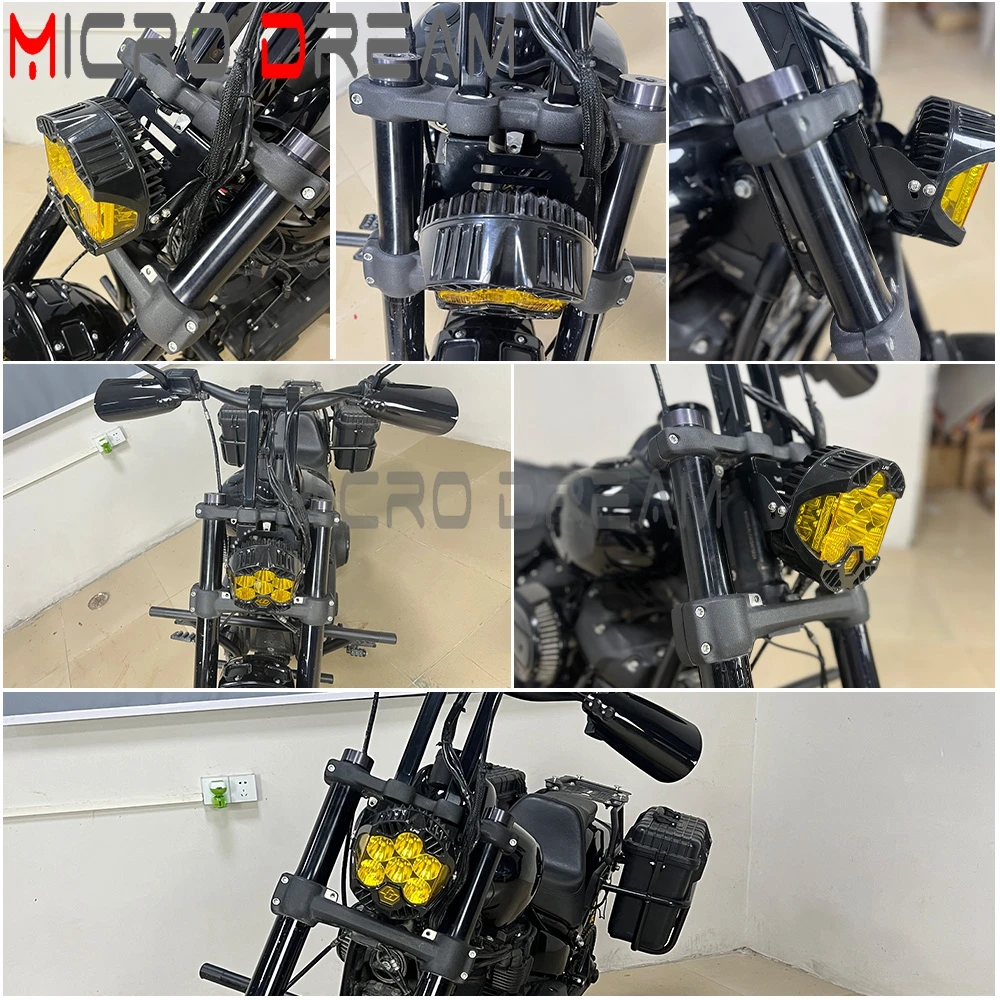오토바이 LED LP6 프로 헤드 라이트 램프 브래킷 시스템 마운트 키트 Harley Dyna Street Bob Sportster Softail FLFB FLFBS FLSL FXBB