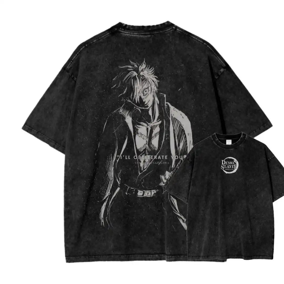 Vintage Wash Aesthetic Anime Graphic Tee, Otaku Gift Apparel