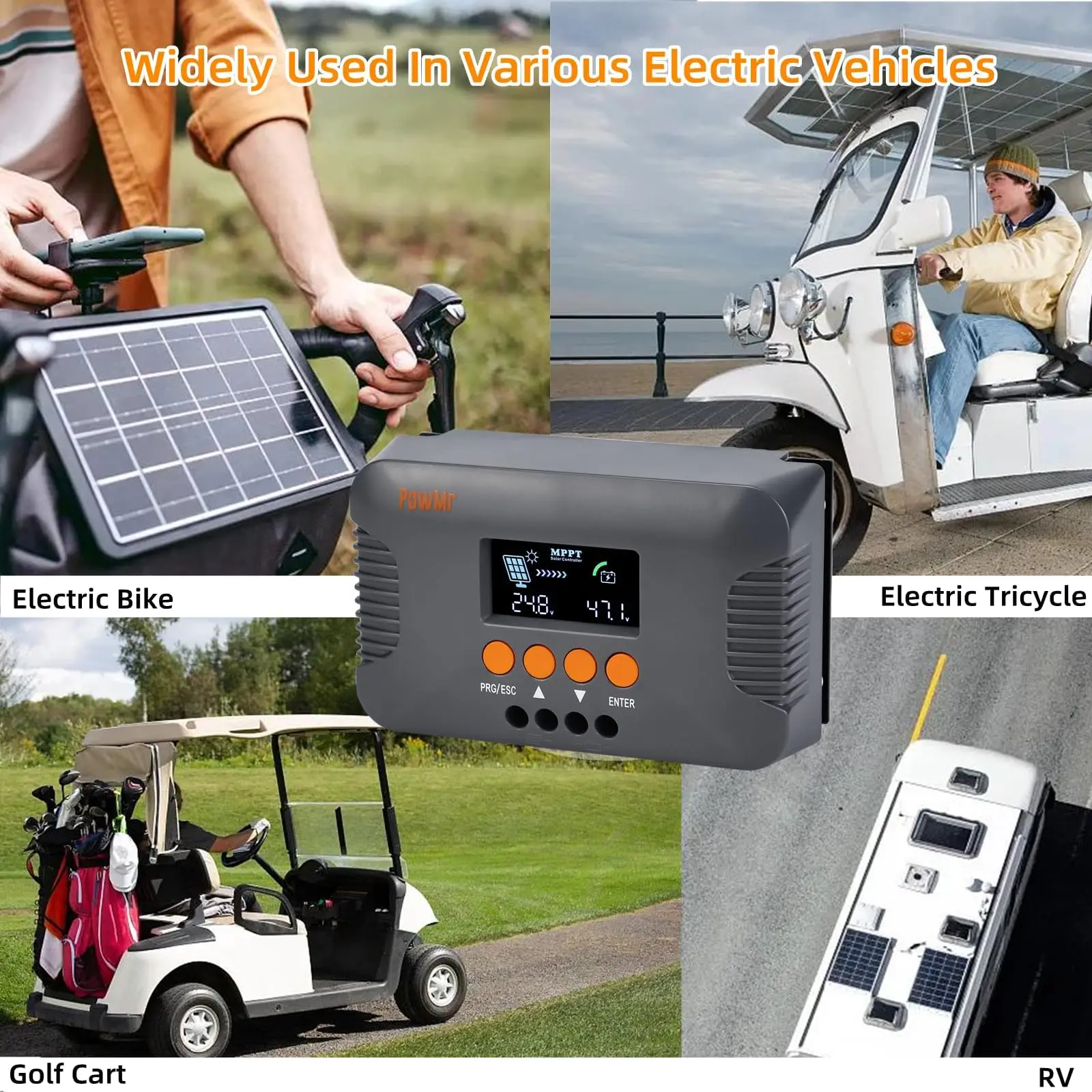 Portable Solar Charger Electric Bicycle Using Solar Power Battery