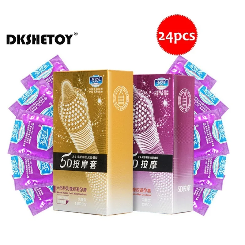 5D Dotted Condoms with mustache Ribbed G Point Latex Ultra Thin Condom Orgasm Contraceptives Stimulate Vaginal adults Sex Toys