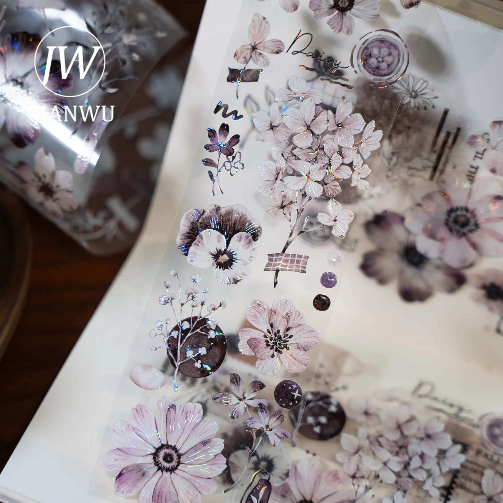 JIANWU 55mm * 6m 빈티지 식물 꽃 풍경 재료 콜라주 스크랩북 PET 테이프 크리 에이 티브 DIY 저널 문구