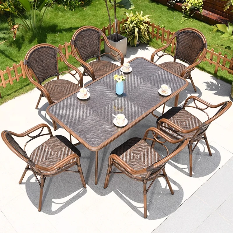 Alfresco Relaxing Patio Set Outdoor Vintage Rattan Ergonomics Garden Sets Sectional Homestay Salon De Jardin Garden Furniture
