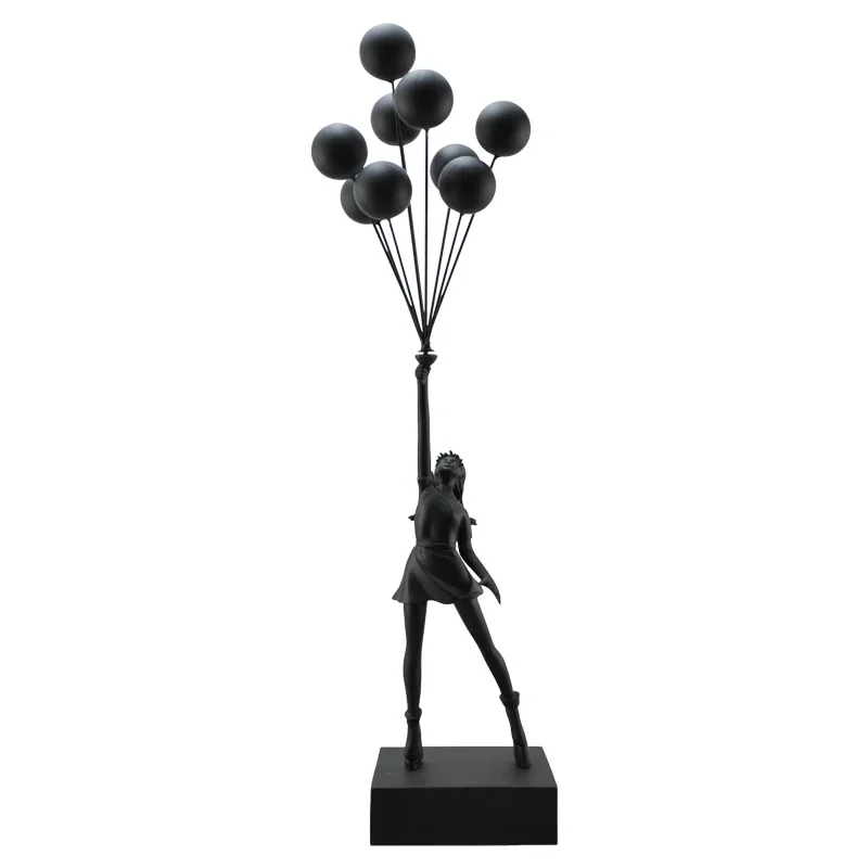 

Luxurious Balloon Girl Statues Banksy Flying Balloons Girl Art Sculpture Resin Craft Home Decoration Christmas Gift 57cm