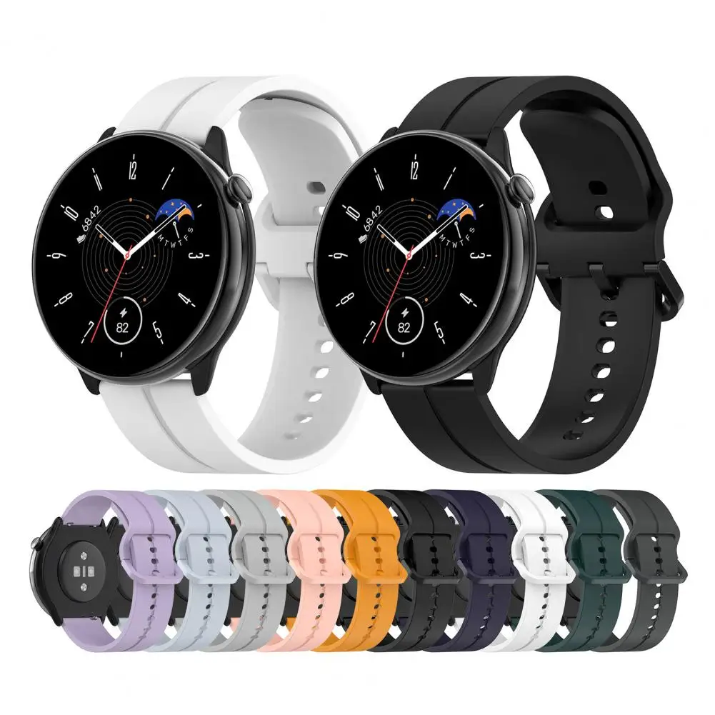 

Wristwatch Band Flat Groove Design Adjustable Waterproof Wearing Watch Silicone Flexible Wristwatch Band for Amazfit GTR Mini
