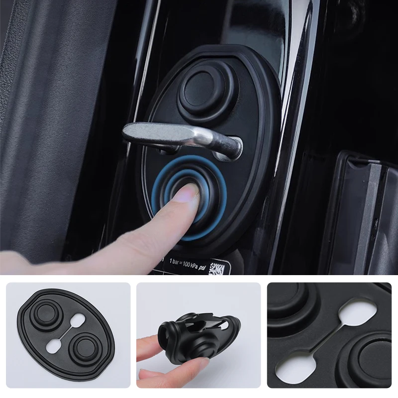 Silicone Car Door Lock Protector Cover Black Waterproof Shockproof