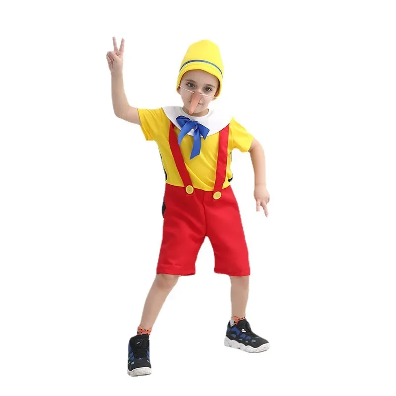 Boys Girls Pinocchio Costume Kids Halloween Funny Birthday Party