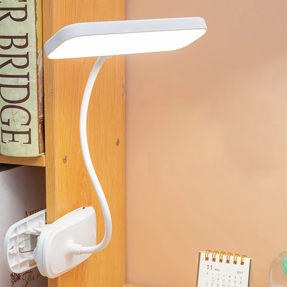 

Rechargeable Desk Lamp LED Table Lamp with Clip Bed Reading Book Night USB Desk Lamps 3 Modes Dimming Eye Protection DC5V