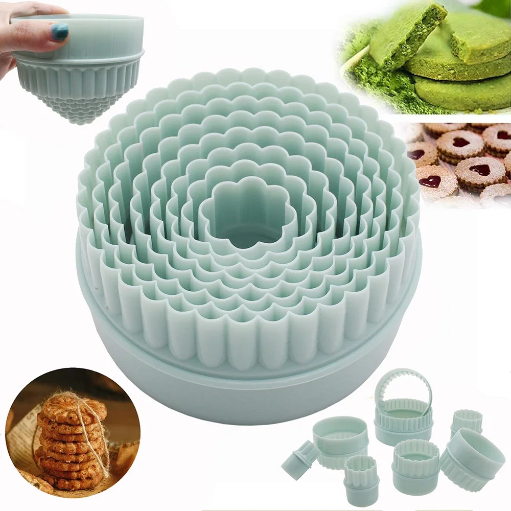8pcs/Set Round Lace Cookie Cutter Set DIY Fondant Dough Baking Cutter Kitchen Non-stick Dumplings Pastry Tools Accessories