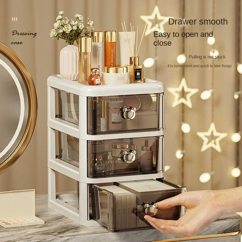 Desktop Storage Box Drawer-Type Transparent Dressing Table Cosmetic Storage Box Plastic Multi-Layer Stationery Storage Rack 4