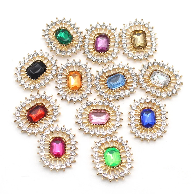 Pack of 10 17*20mm Alloy Rhinestone Flat Back Snaps, DIY Sewing Clothing Wedding Hair Ornament Accessories 4