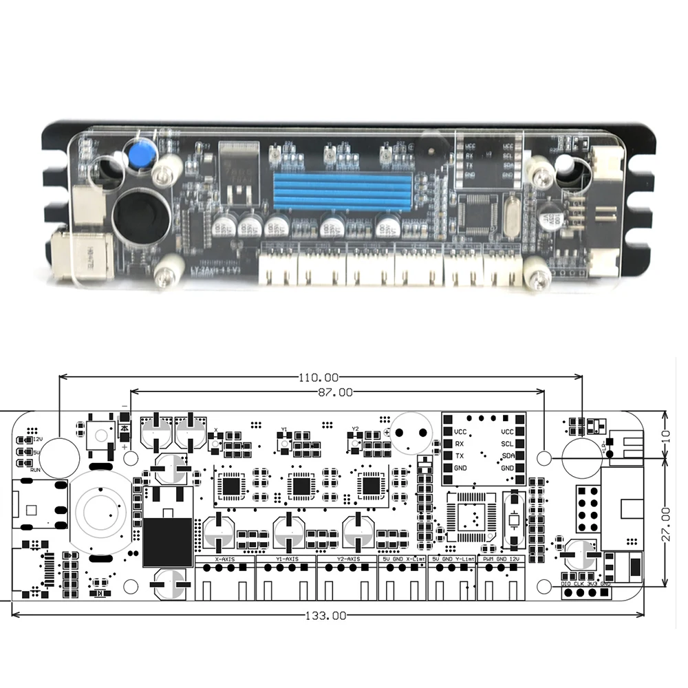 Laser Engraving Controller GRBL 32 bit Type-C Port Laser Engraving Machine Control Board 2-Axis Integrated Driver For Laser Engrave