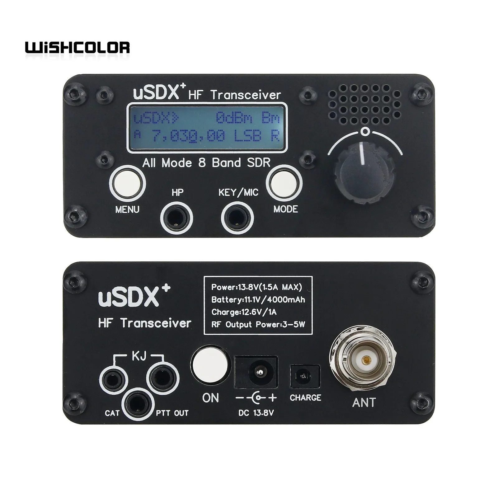 Wishcolor 새로운 USDX+ HF 송수신기 단파 QRP SSB/CW 송수신기 3W-5W 모든 모드 8 밴드 USDX 업그레이드 버전