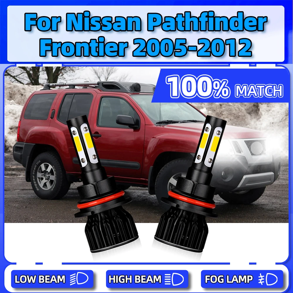 

2Pcs LED Headlight 12V High Low Beam Car Headlamps 120W Auto Lamps For Nissan Pathfinder Frontier 2005-2008 2009 2010 2011 2012