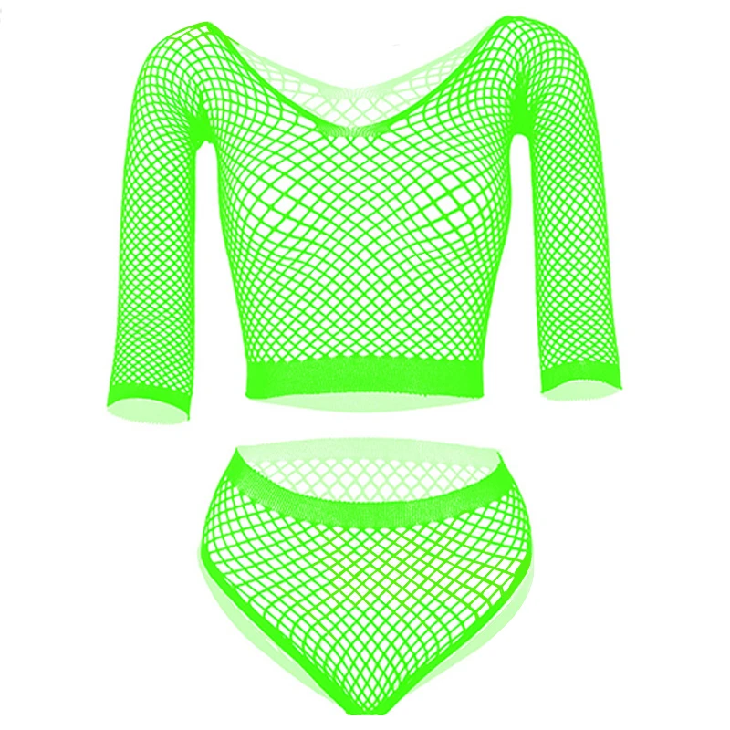Female Long Sleeves Fantasy Lingerie Sets Babydoll Temptation Stripper Clothes Sexy Women Bikini Plus Size Fishnet_voghion.com