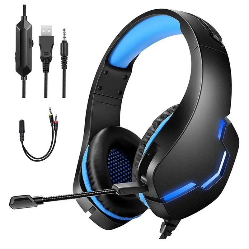 

Gaming Headset Gamer 7.1 Surround Sound USB 3.5mm Wired RGB Light Game Headphones with Microphone for Tablet PC Xbox One 360