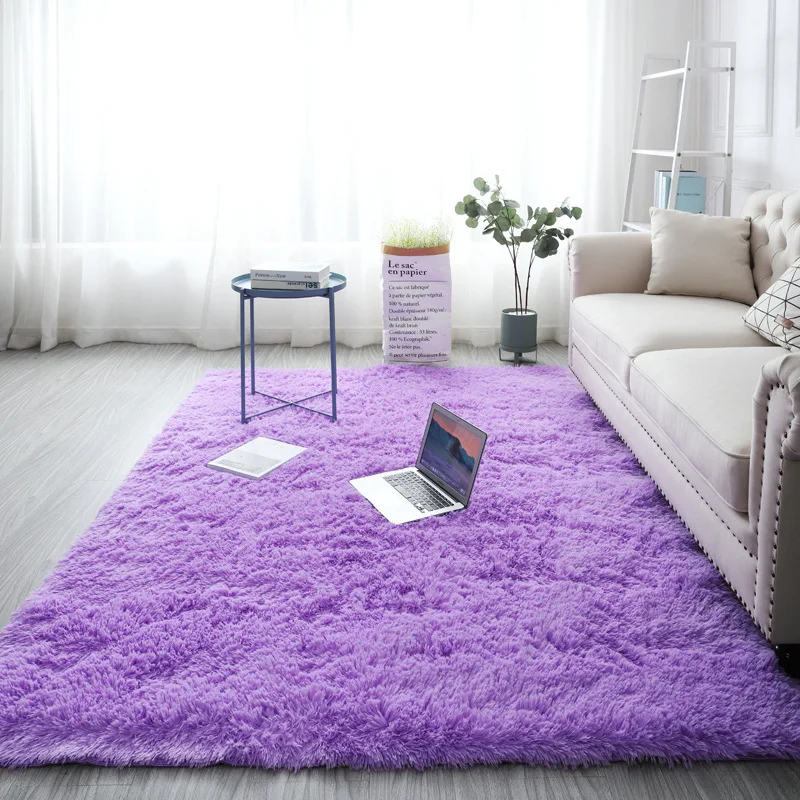 VIKAMA Modern Simple Tie-Dye Silk Wool Floor Mats Non-Slip Living Room Bedroom Stain-Resistant Carpet Home Decoration