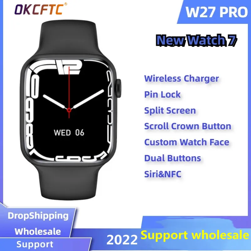 

New IWO W27 Pro Series 7 NFC Smart Watch AI Voice Bluetooth Call Wireless charging1.81 inch Screen PRO Smart Watch PK DT7MAX W17