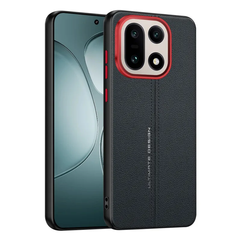 ELVEV Light Luxury Line Pattern PU Leather Full Protection Phone Case