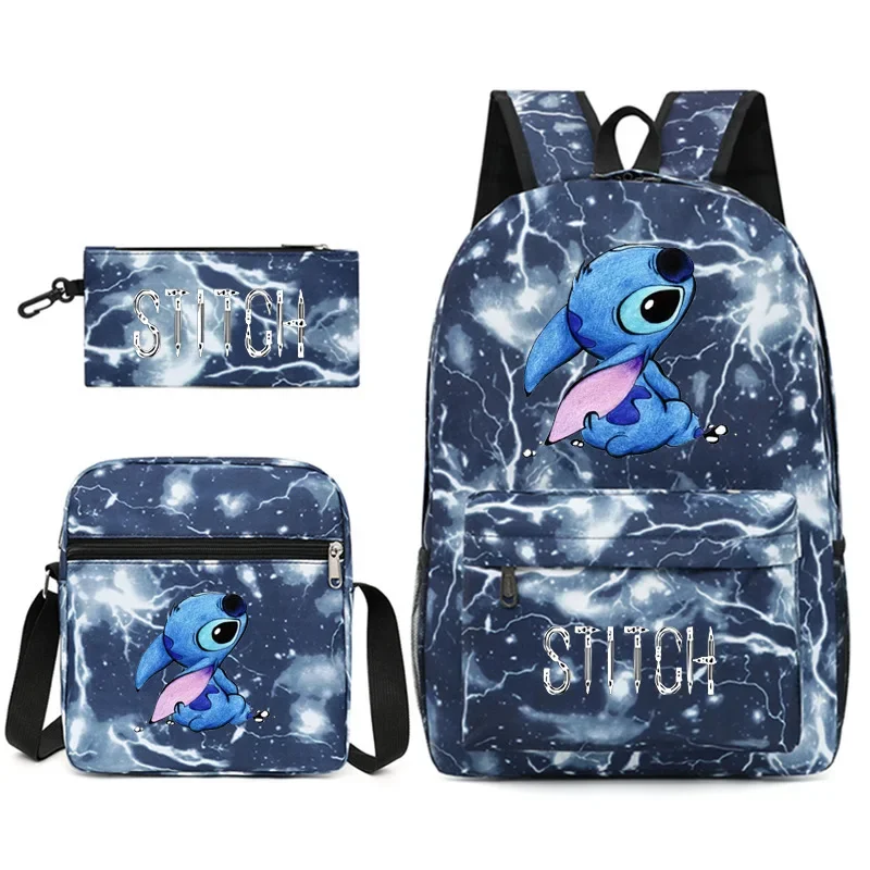 

Disney Lilo Stitch Multi Pocket Backpack with Lunch Bag Pencil Case Rucksack Casual School Bags for Women Student Teenagers Sets