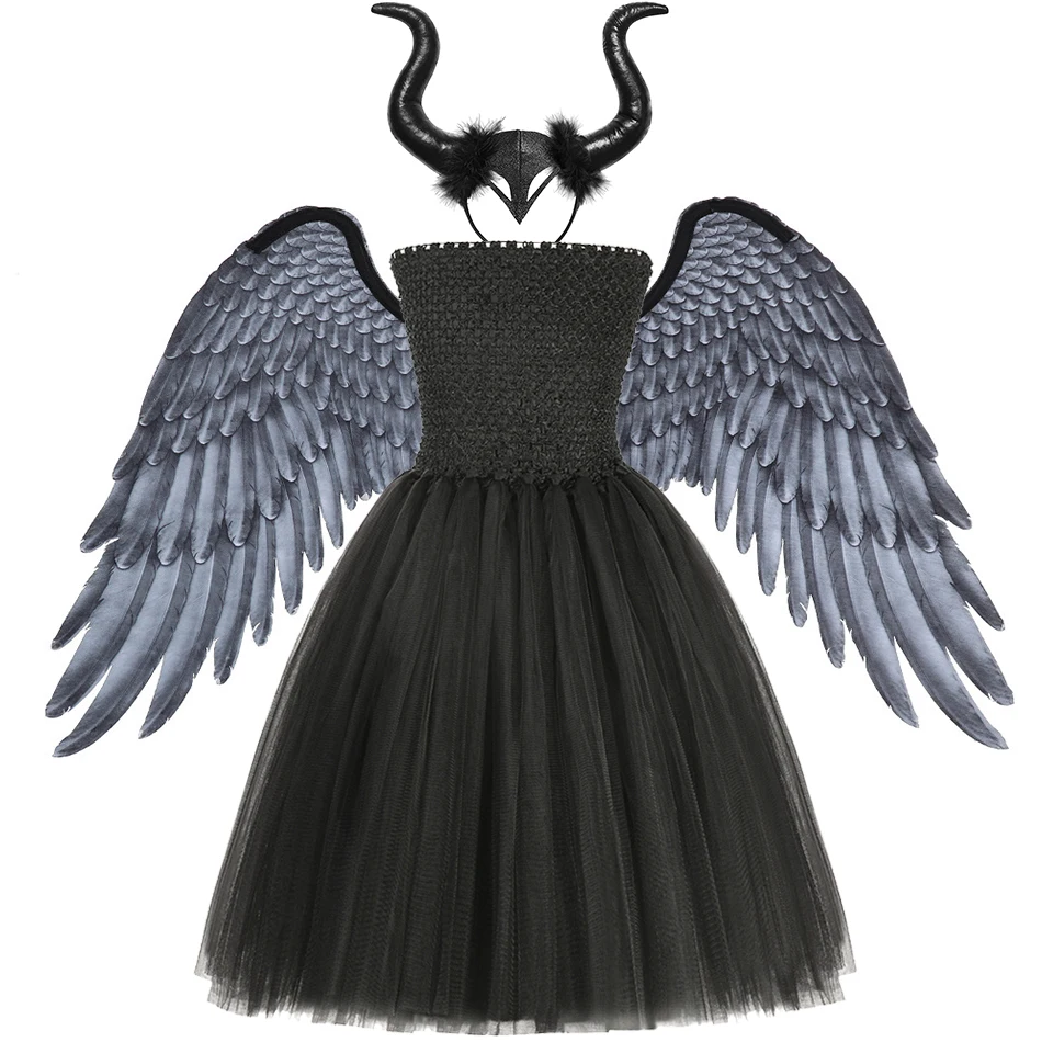 Hates Chronic Ninth Party Dresses Girls Halloween Costumes Maleficent Cosplay Dresses Deluxe  Girls Fancy Tutu Devil Dark Queen Outfits Clothes Set| | - AliExpress