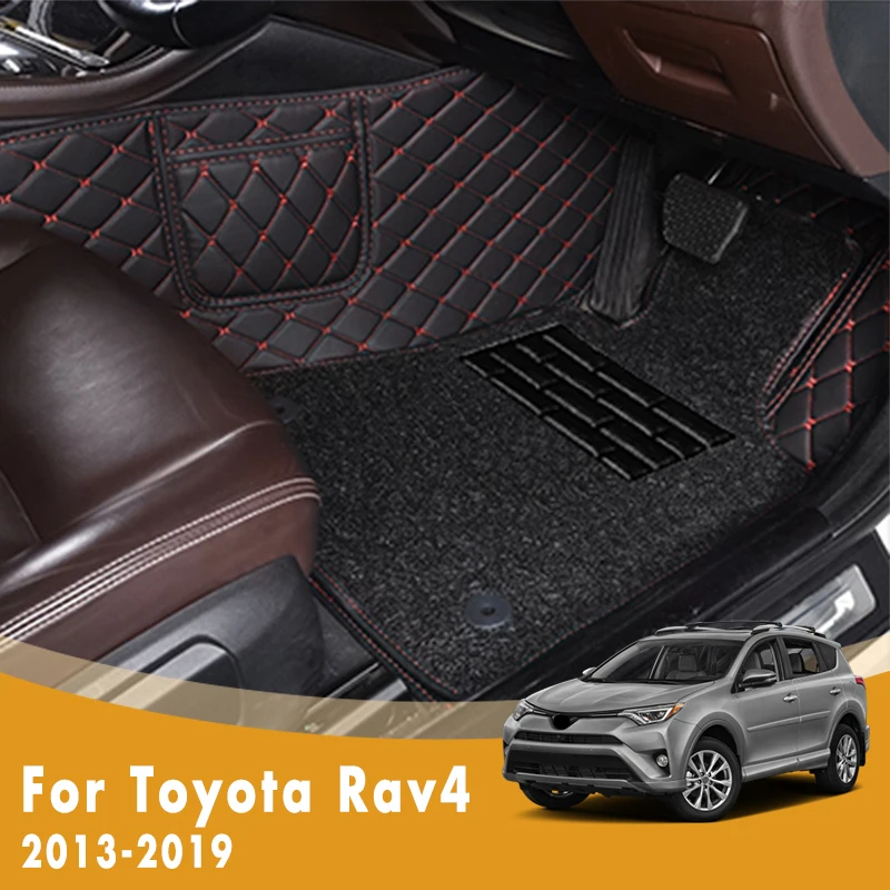 

RHD Luxury Double Layer Wire Loop Car Floor Mats For Toyota Rav4 2019 2018 2017 2016 2015 2014 2013 Automobile Kits Foot Pedals