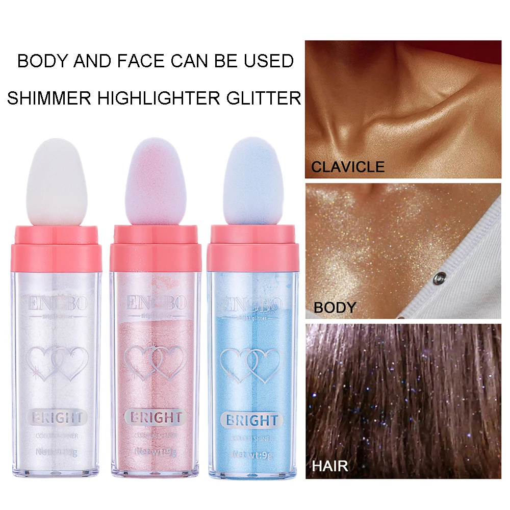 

Highlighter Face and Body Glitter High Gloss Fairy Glitter Sparkle Powder Brightens Makeup Stick for Face Body Hair Cosmetic
