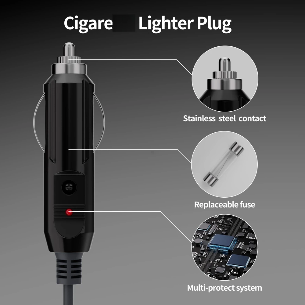 Power Cable Adapter 12V-24V Car Cigarette Lighter DC Male Plug for Starlink Mini