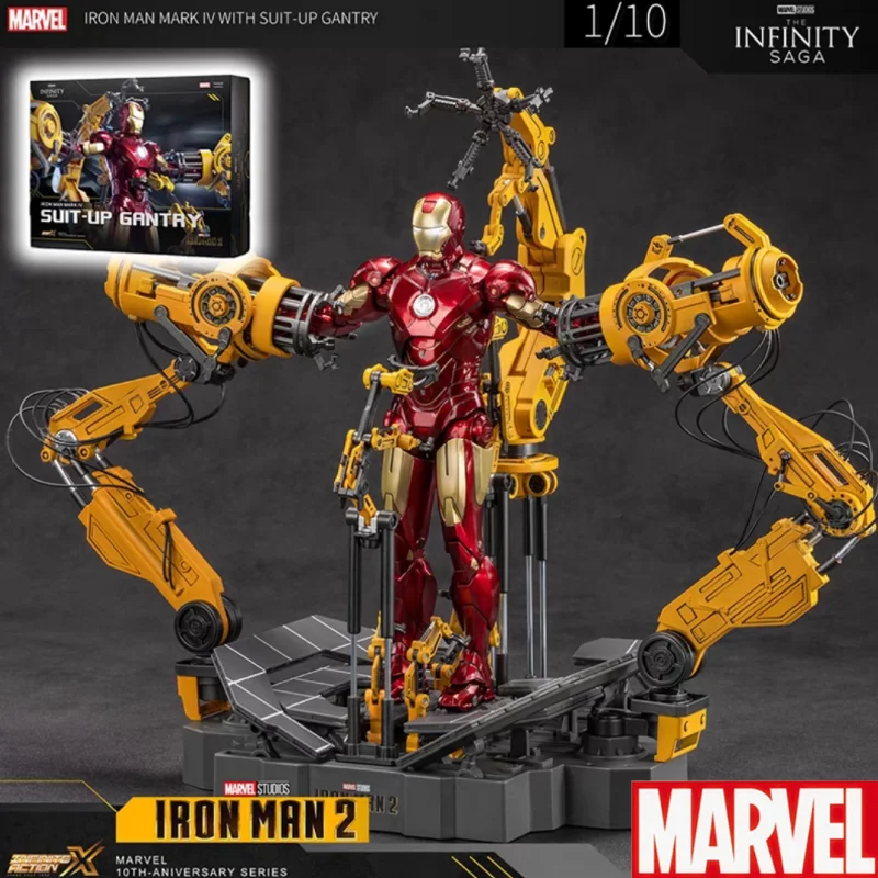 

New In Stock Marvel Zd Iron Man Mk4 With Suit-up Gantry Original 1/10 Tony Stark Model Action Figure Collectible Toy Gift