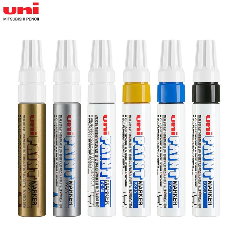Uni Kleur Medium (2.2-2.8mm) PX-20 Zilver Olieverf Marker Pen Metaal Glas Hout Kunststof Steen Outdoor mm Metalen Kogelpunt (Pack Of 6