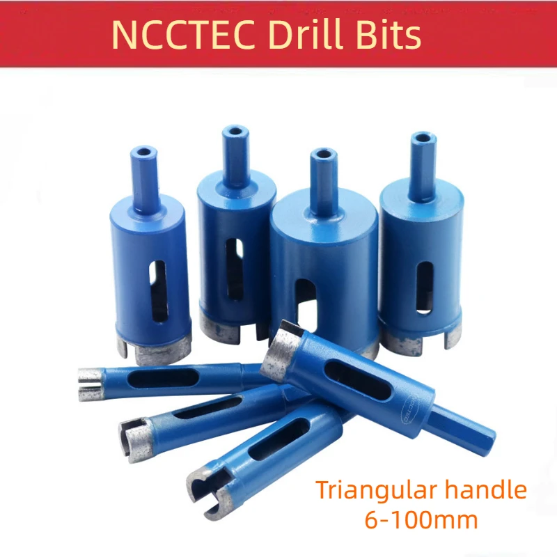 

[Triangular Handle] 0.24'' - 4'' inch Sintered Diamond Dry Core Drill Bits | 6-100mm Hole Saw Cutter Opener for Granite Glass