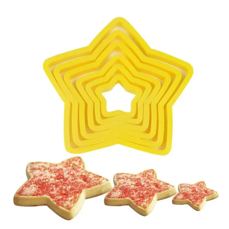 6PCS/set DIY Baking Cookie Mould Pentagram Cutter Plastic Mould Yellow Cutting Pastry Tools Kitchen Baking Accessories