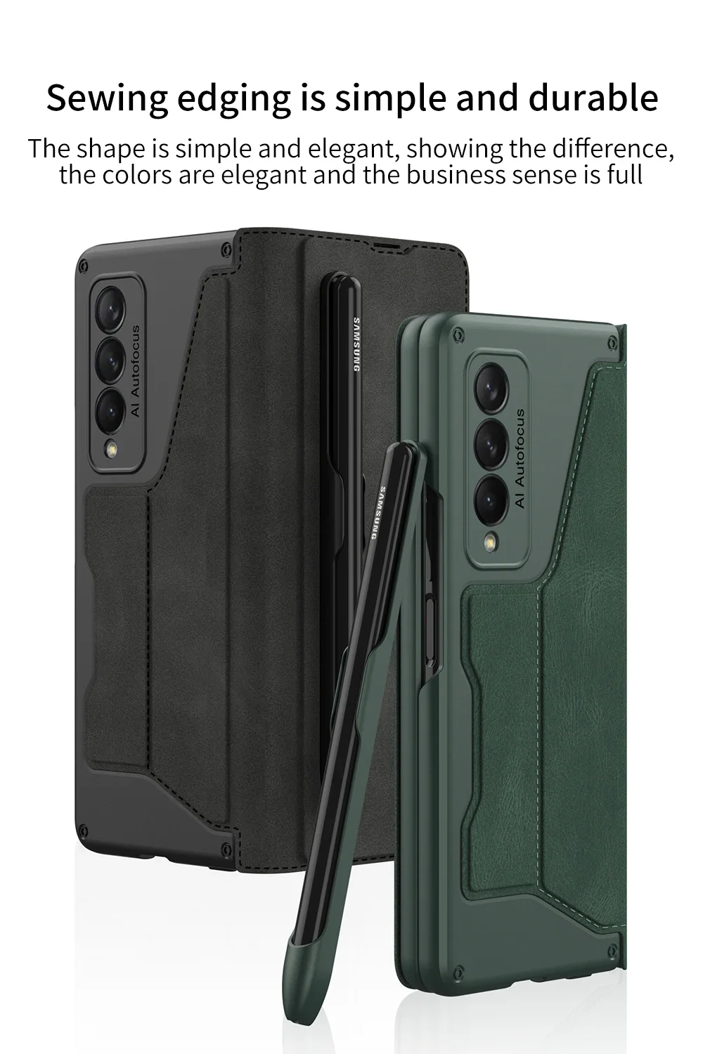 Original Case For Samsung Galaxy Z Fold 4 3 Frosted Leather Card Package Pen Hol