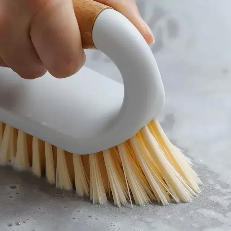 1Pcs Multi-function Scrubbing Brush Bamboo Handle Portable Laundry Clothes Shoes Scrub Brush Household Kitchen Cleaning Tools