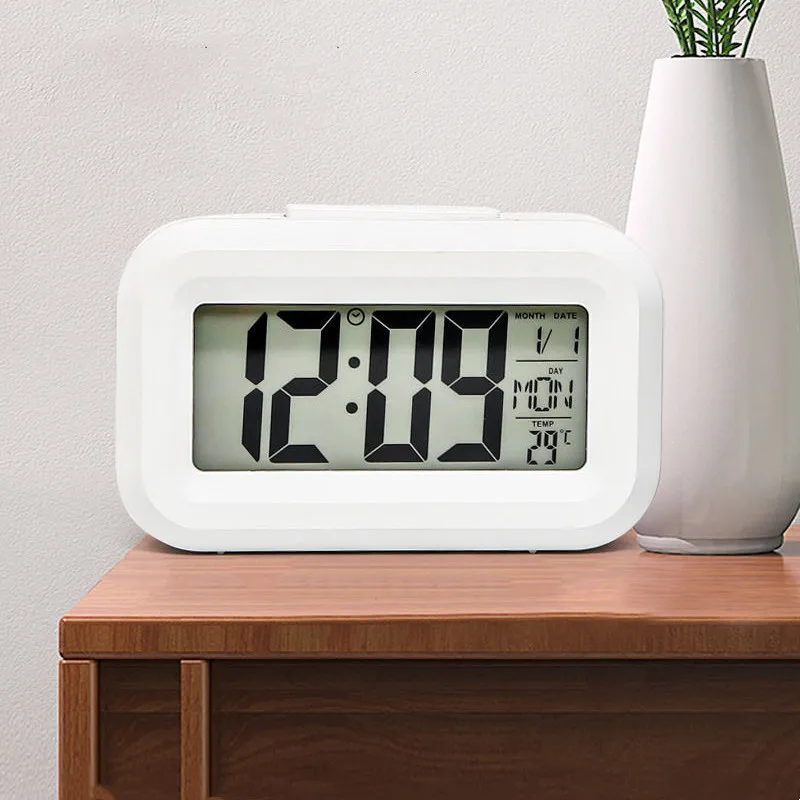 Mini Table LED Digital Electronic Alarm Clock Wake Up Students Worker Snooze Mute Bedroom Office Temperature Calendar Clock