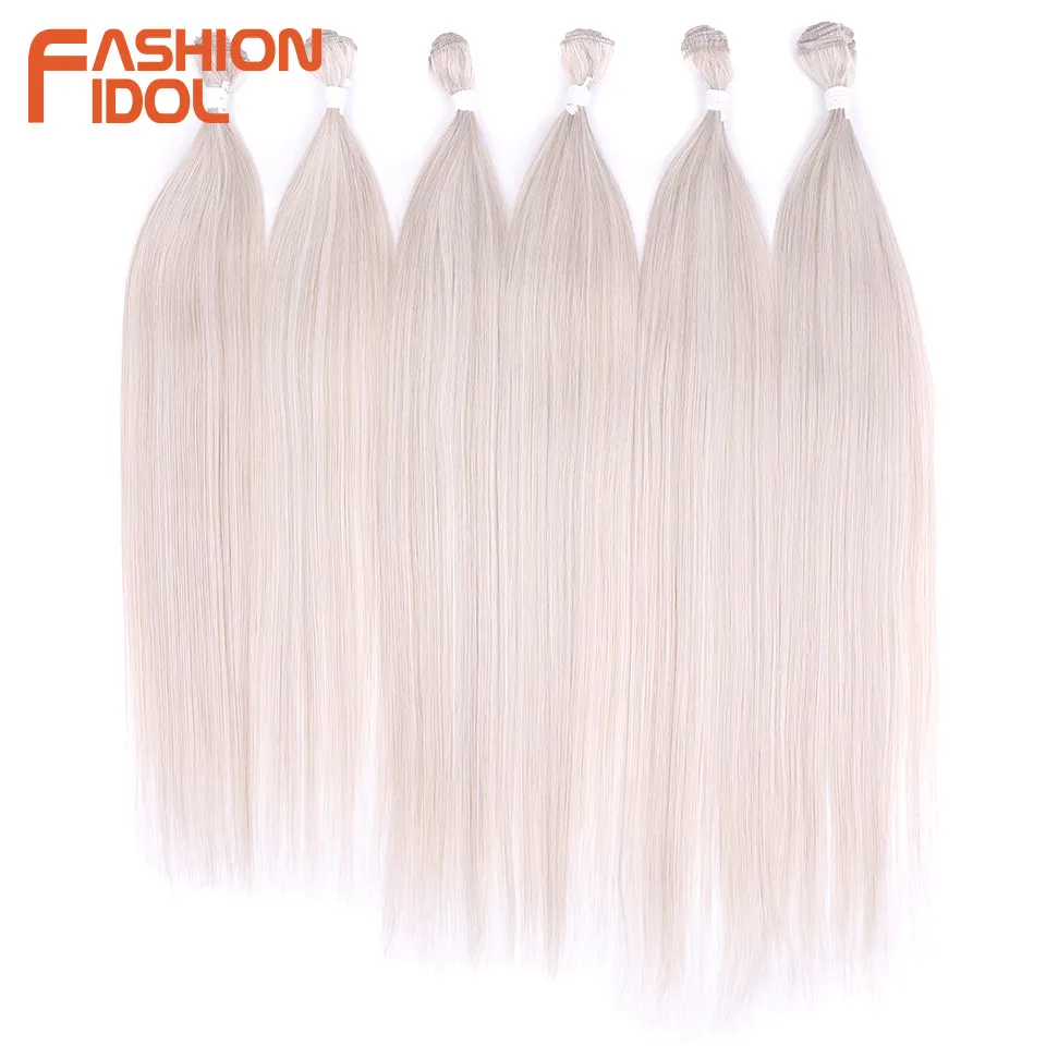 6pcs 22 24 26 Inches Yaki Straight Synthetic Hair Extensions Ombre Blonde Fake Hair Bundles Super Long Weave