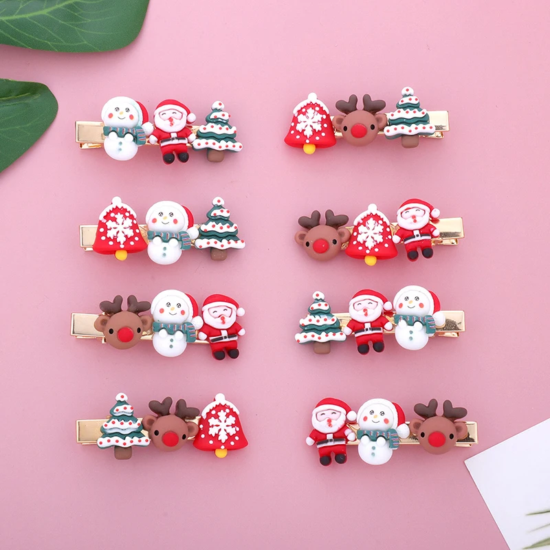 

1PC Christmas Hair Clips For Women Girls Cute Santa Claus Snowman Elk Hairpins Hairgrips Kids Barrette Hair Accessories New Year