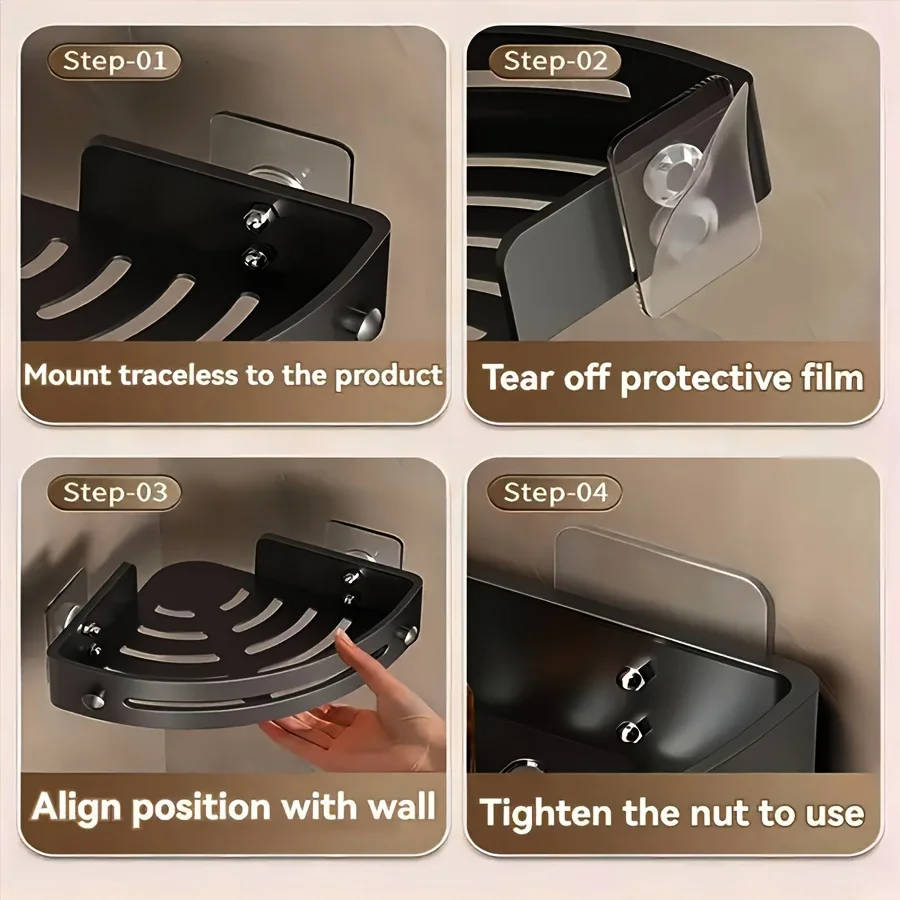 Triangular shower shelves, bathroom finishing and storage supplies, bathroom storage racks, cosmetics and toiletries tissue 3