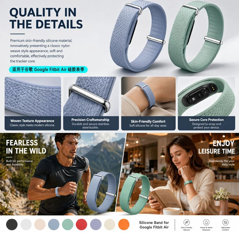 Silicone Sport Loop Watch Strap - Soft and Durable Replacement Wristband Bracelet