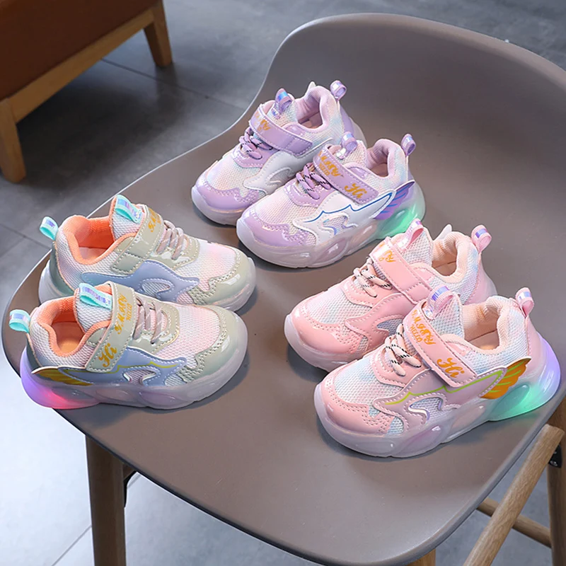 

Size 21-30 Wings Led Gradient Sneakers for Children Kids Casual Running Sneaker Luminous Sole Glowing Up Shoes Girl Boy Kids