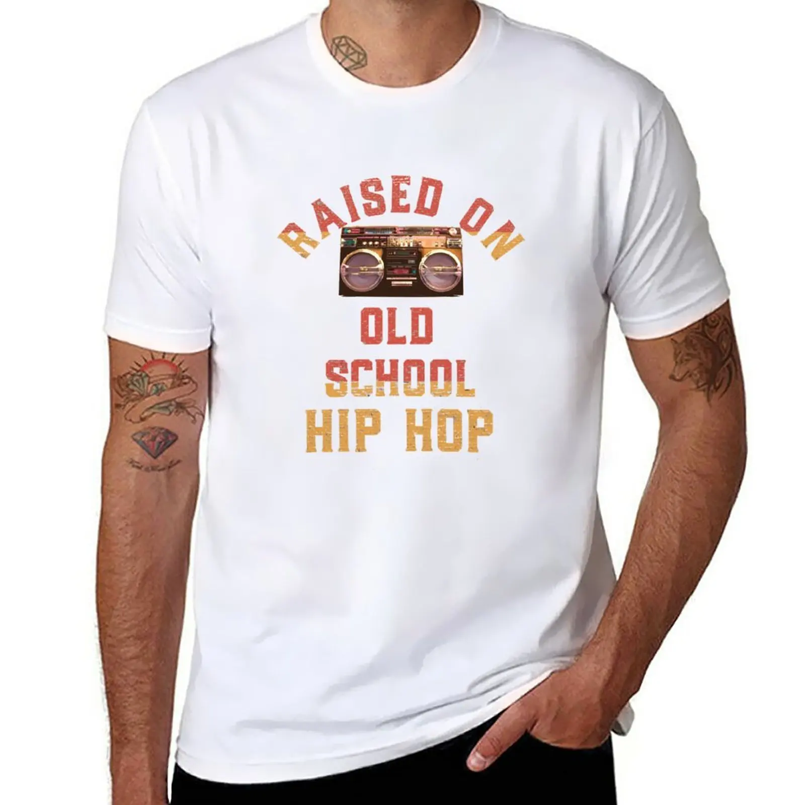 

New Raised On Old School Hip Hop T-Shirt customized t shirts Blouse anime clothes T-shirts for men cotton
