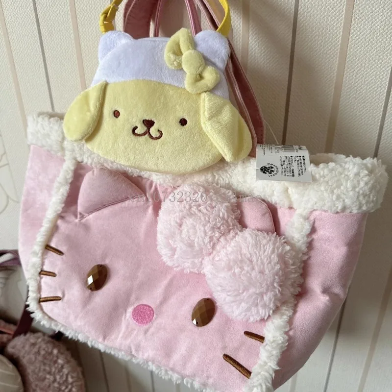 Kawaii Hello Kitty Plush Bag Cartoon Soft Stuff Handbag Women Tote Shoulder Bags  Fashion Casual Y2k Large Capacity Plushies Bag 3