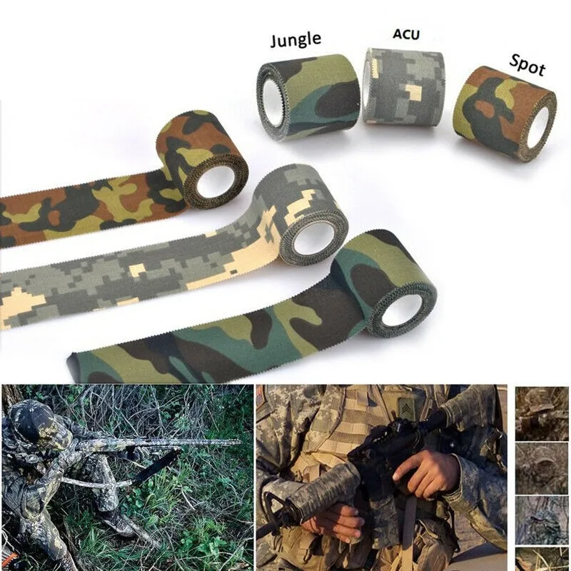 

Tactical Hunting Camo Form Reusable Self Cling Camo Hunting Rifle Fabric Tape Wrap Camping Tool Fishing Tapes