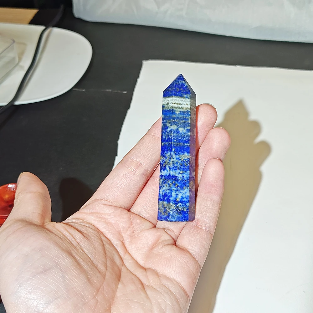 Natural Crystals Stone lapis lazuli Wands Polishing Reiki Healing Energy Stone Hexagonal Point Obelisk Gemstones 1.57"-3.14" healing stones