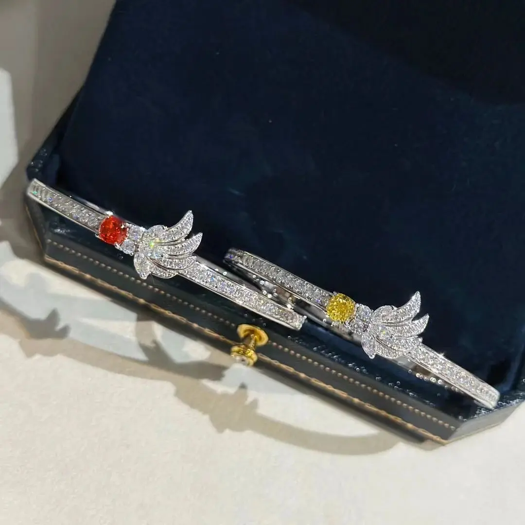 

New 2023 Trend Classic High Quliaty Famous Hot Brand Luxury Jewelry Bracelets For Women Wing 3A Zircons Crystal Pure 925 Sliver