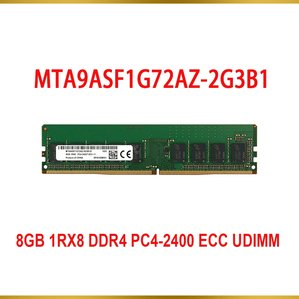 

1Pcs For MT RAM 8G 8GB 1RX8 DDR4 PC4-2400 ECC UDIMM Memory MTA9ASF1G72AZ-2G3B1