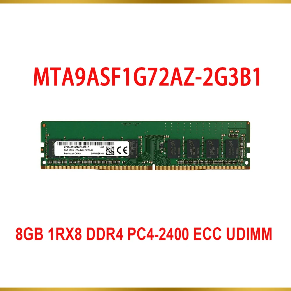 1Pcs For MT RAM 8G 8GB 1RX8 DDR4 PC4-2400 ECC UDIMM Memory MTA9ASF1G72AZ-2G3B1 1 1Pcs For MT RAM 8G 8GB 1RX8 DDR4 PC4 2400 ECC UDIMM Memory MTA9ASF1G72AZ 2G3B1