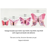 New Style 12Pcs Double Layer 3D Butterfly Wall Stickers Home Room Decor Butterflies For Wedding Decoration Magnet Fridge Decals 2