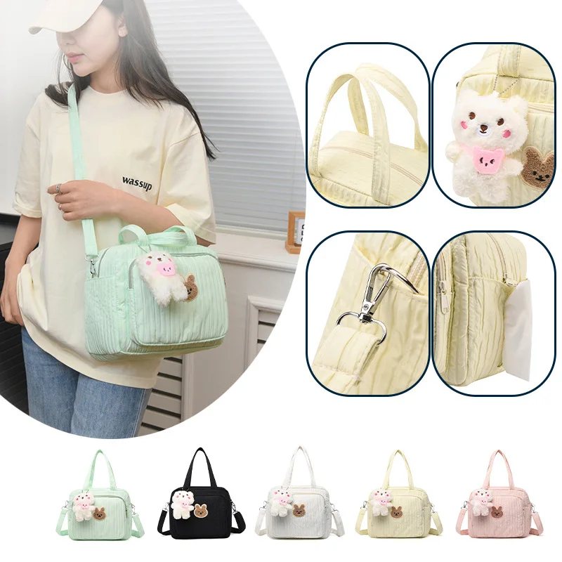 Portable Cute Cartoon Multi-function Large Capacity Baby Diaper Bags with Pendant Nylon Mom Travel Tote Mommy Stroller Nappy Bag