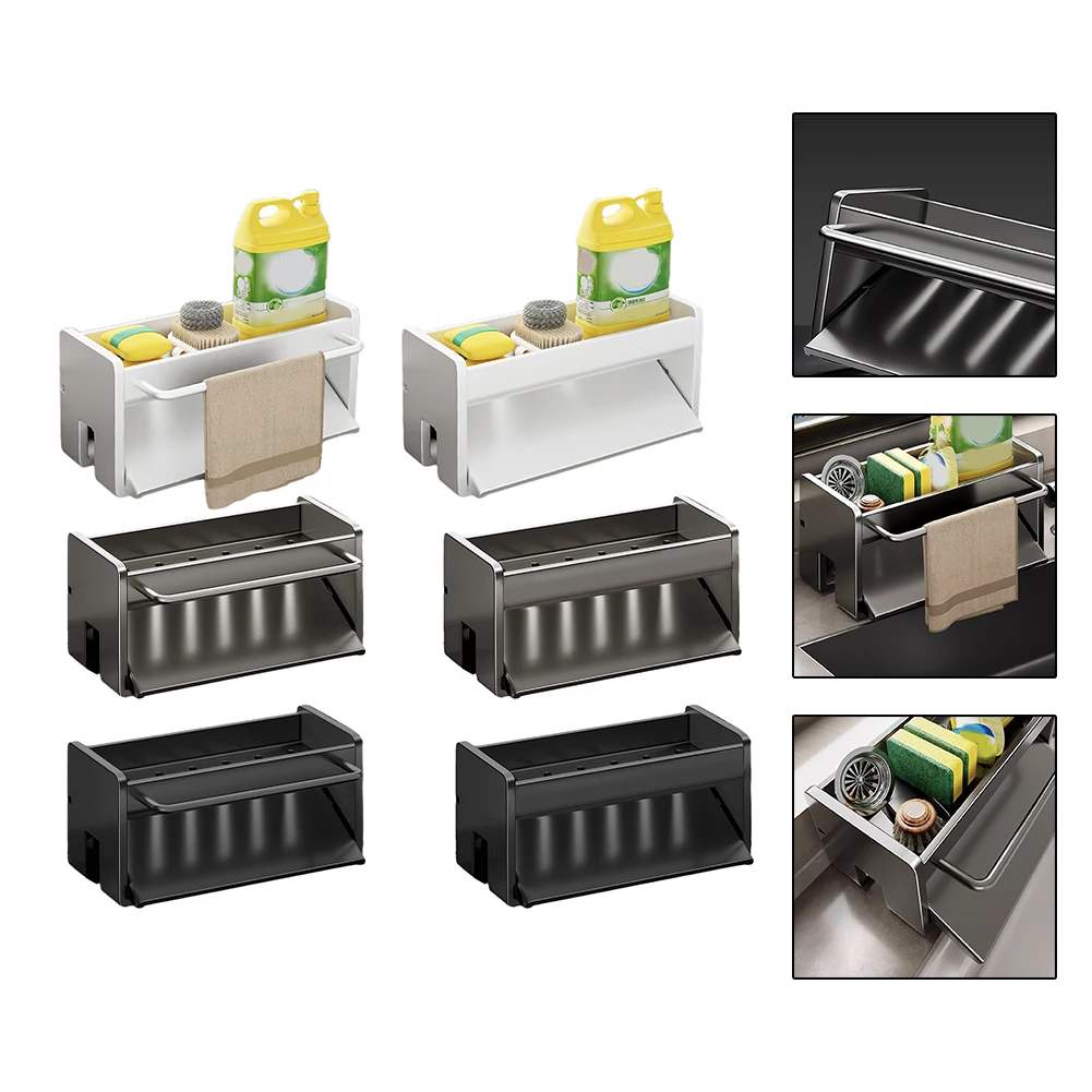 

Полка для слива кухонной раковины Органайзер из углеродистой стали самосливающаяся полка для раковины Держатель Для Мыла Губки вешалка для полотенца посуды корзина для фильтров